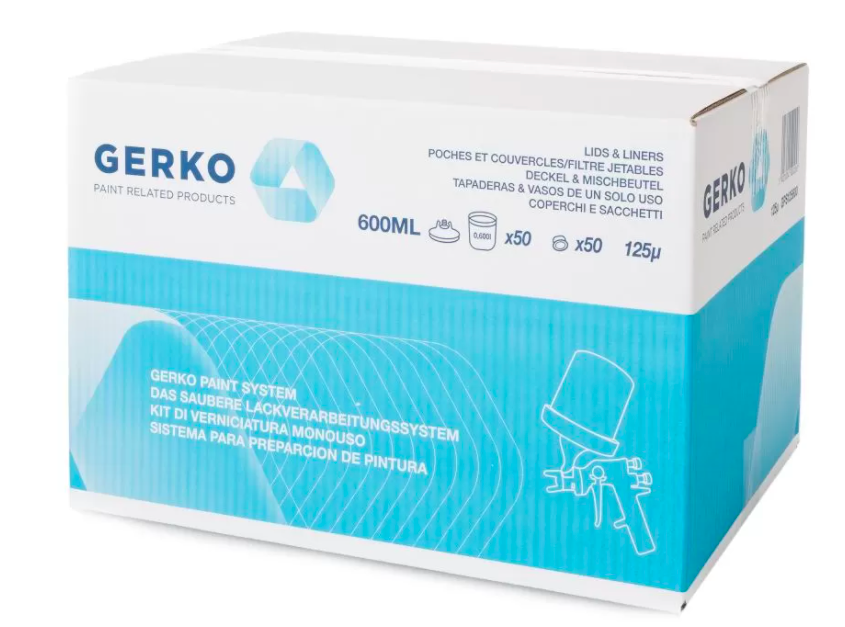 Gerko PPS Paint Cups System 600ML Lids x50, 125PPU Liners