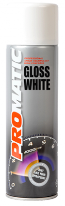 Promatic Gloss White Paint Aerosol 500ml