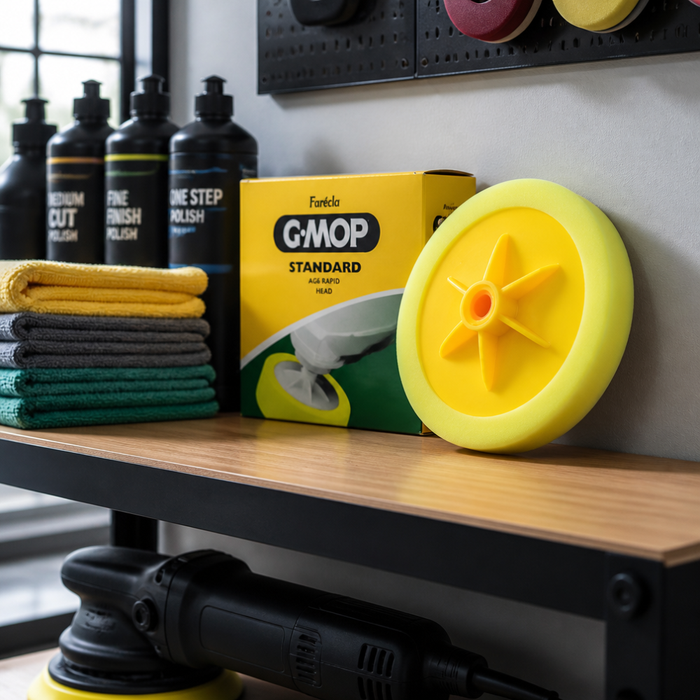 Farecla G-MOP 150mm Standard Yellow Compounding Head – 14mm Thread