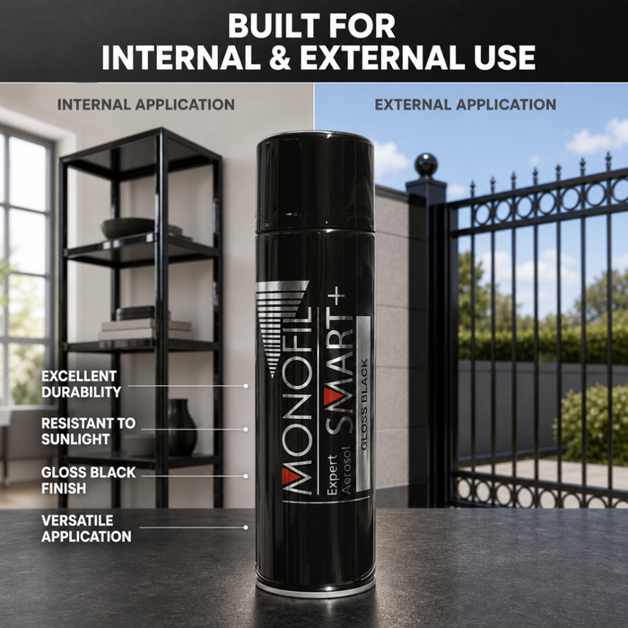 Smart+ Gloss Black Expert Aerosol 500ml – Multi-Surface Spray Paint