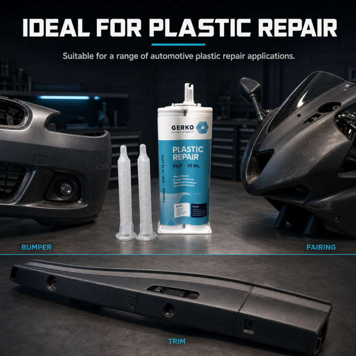 Gerko 2K Black Plastic Repair Adhesive 50ml