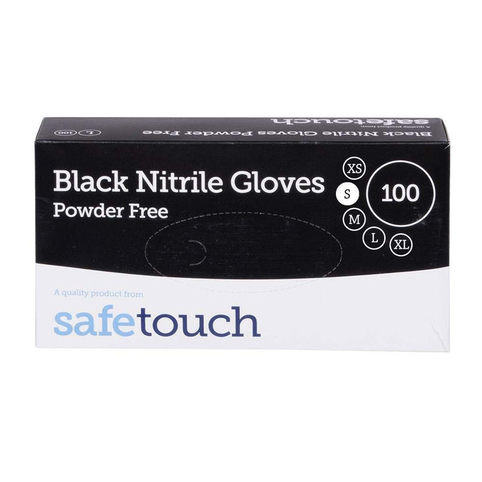 Safetouch Black Nitrile Gloves (Powder-Free) - Small - Box of 100