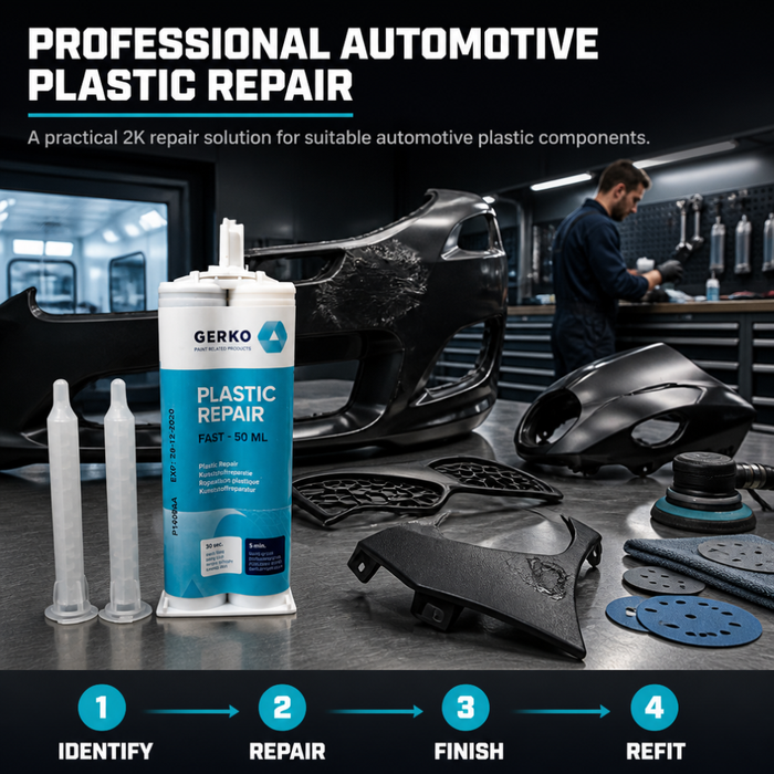 Gerko 2K Black Plastic Repair Adhesive 50ml