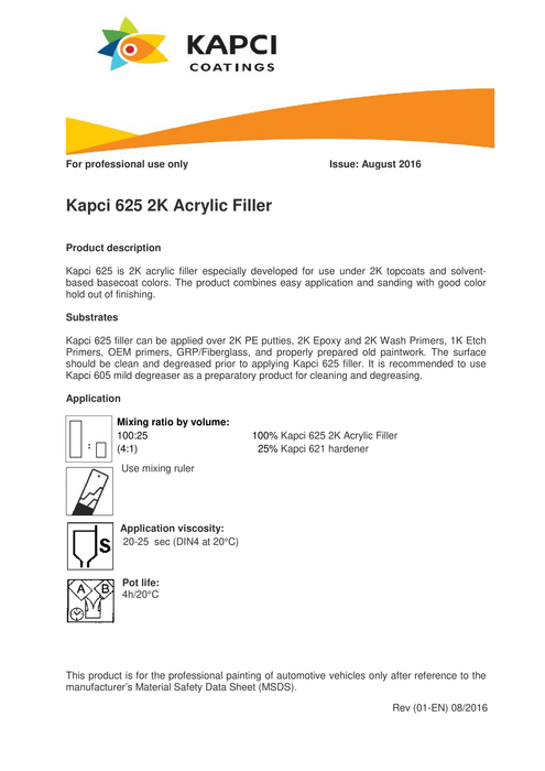 Kapci 2K High Build White Primer with Kapci 2K Filler Hardener - 3.75 Litre Kit
