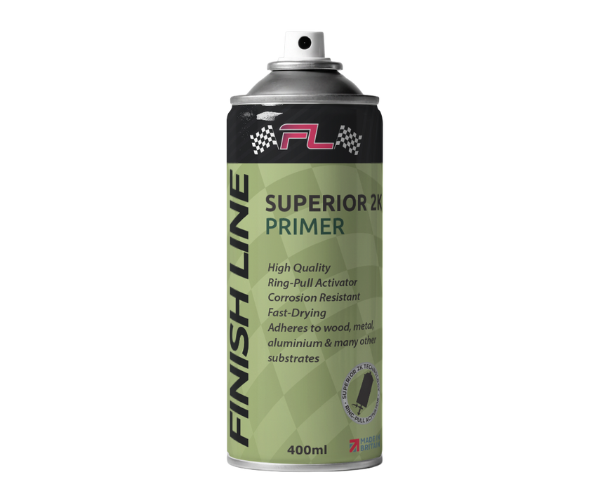 Finish Line Superior 2K Primer Aerosol 400ml, Fast Drying, 2K Activated