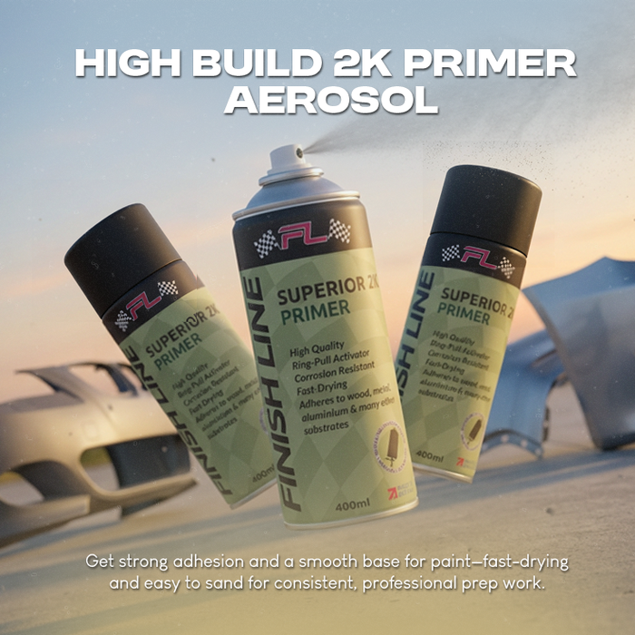 Finish Line Superior 2K Primer Aerosol 400ml, Fast Drying, 2K Activated