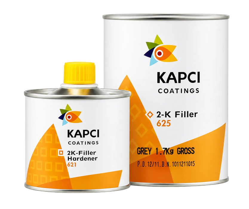 Kapci 2K High Build Grey Primer with Kapci 2K Filler Hardener - 1.25 Litre Kit