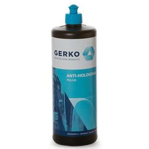 A bottle of Gerko Anti-Hologram Polish with a blue cap and label primarily featuring a blue and white color scheme.
